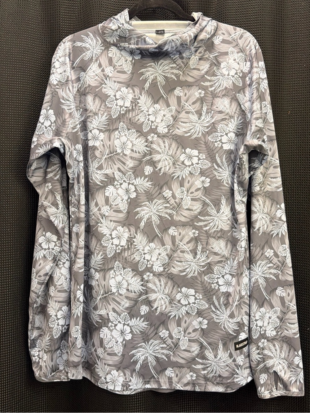 Men's Gray Floral Swim Rash Guard - Blackout